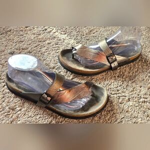Mephisto Helen Thong Sandals Cork Footbed Metallic Size 42 (Womens US 12)
